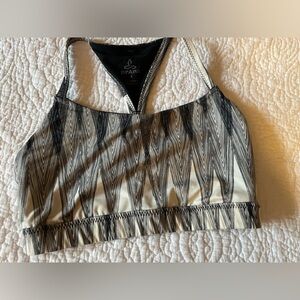 Prana Black and Cream Patterned Sports Bra